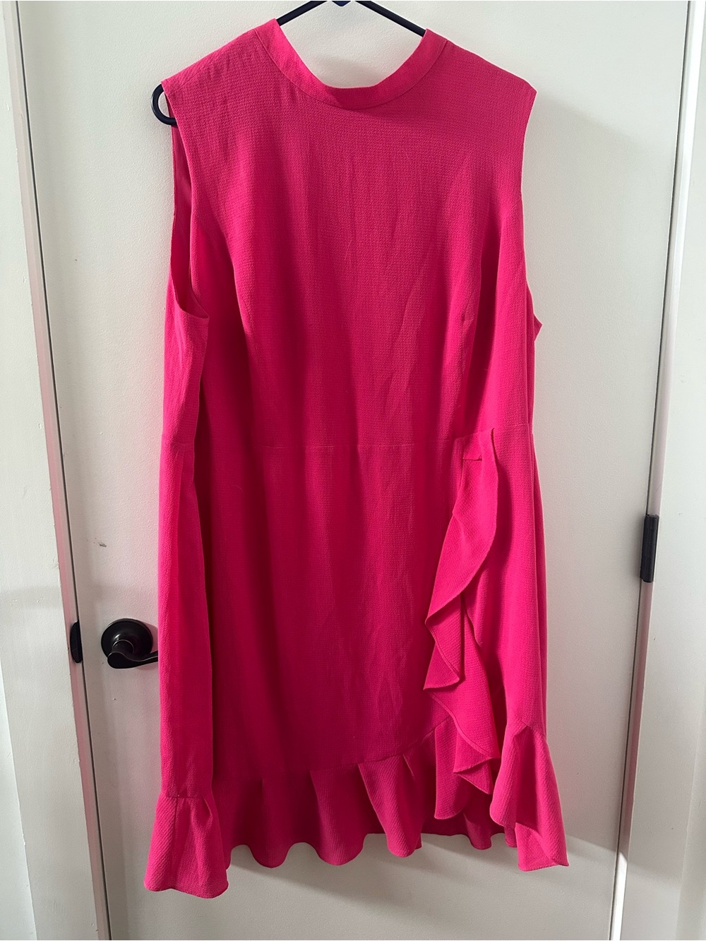 Betsey Johnson Sleeveless Ruffle Hem Dress - Hot Pink